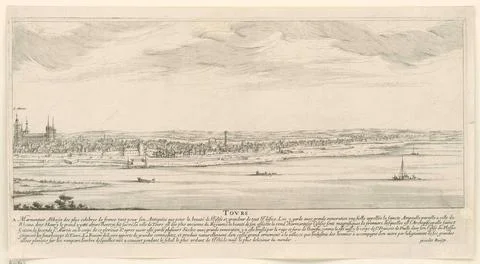 View of tours. In Margin Trs, a five-line fransch caption and excudit pari... Stock Photos