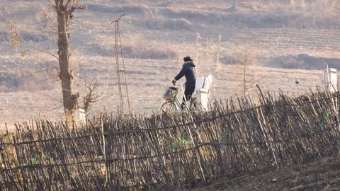 View Toward North Korea from China Border, Cinematic Landscape Stock Footage 321521997