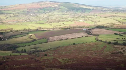 View towards Brown Clee Hill, Shropshire, England, UK Video stock 314270997