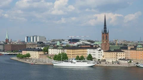 View towards Gamla Stan and City Hall, Stockholm, Sweden Stock Footage 170651642