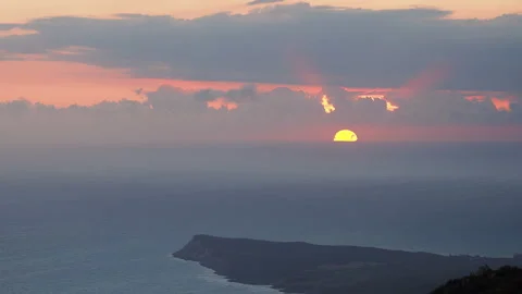 View towards Great Pedro Bluff at sunset, Lovers Leap, Jamaica Stock Footage 139012972