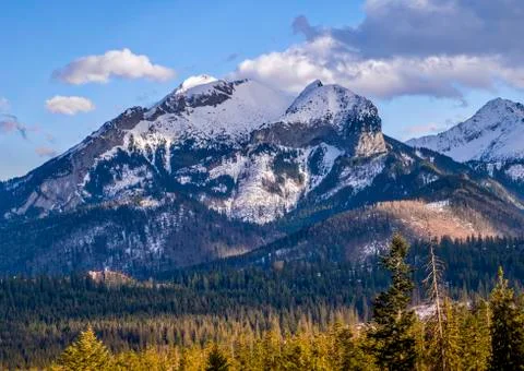 View towards Hawran Peak in Tatra Mountains in Slovakia Stock Photos