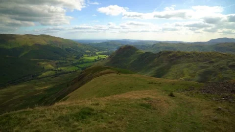The view towards helm crag and grasmere Stock Footage 346898884