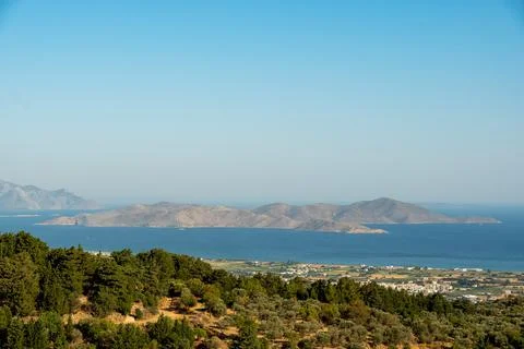 View towards Pserimos from Kos Stock Photos