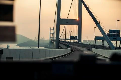 View towards road from inside an Uber car Stock Photos