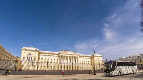 View towards Russian museum in St. Petersburg Russia timelapse hyperlapse Stockbeeldmateriaal 75325259