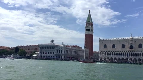 View towards St. Mark's Square from sailing boat Stock Footage 265567959