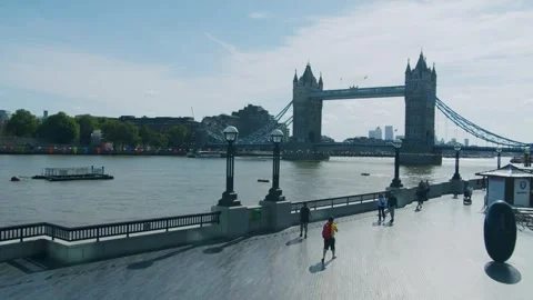 View of Tower Bridge from the Thames South Bank 動画素材 245810810