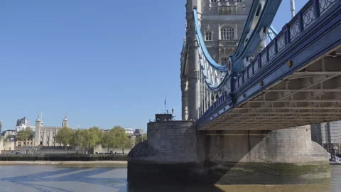 A view of the Tower Bridge from the underneath. Stock Footage 250569997