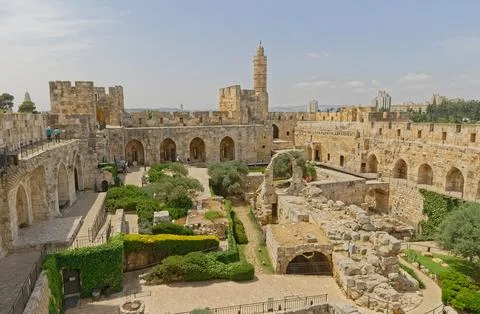 View of the Tower of David courtyard in Jerusalem Stock Photos