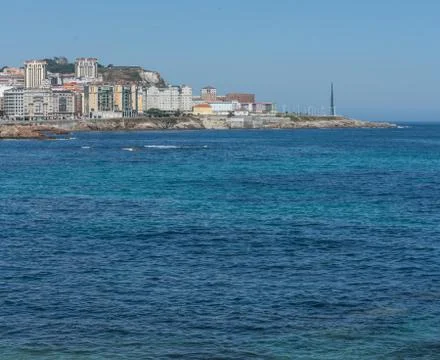 View from tower of Hercules to millenium obelisk a coruna Stock Photos