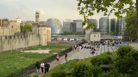 View from Tower of London Moat Stock Footage 308295219