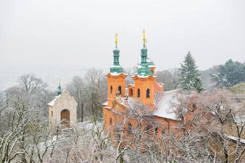 View from the tower to the Strahov Monastery Stock Photos