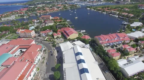 View of town and beautiful harbor Stock Footage 63454806