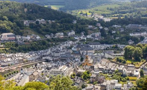 View of the town of Bouillon. Stock Photos