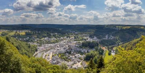 View of the town of Bouillon. Stock Photos