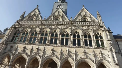 View of the town hall of Saint-Quentin in northern France Stock Footage 233453173