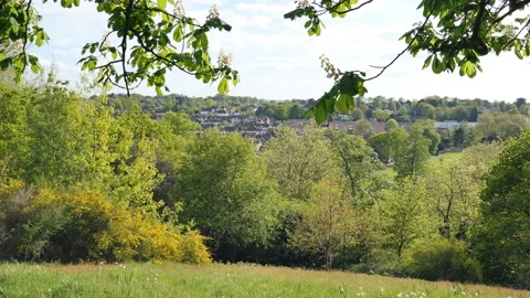A View of the town from the hill. Stock Footage 90350601