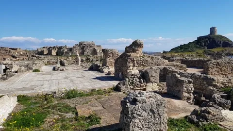 View of the town of Nora, Sardinia Stock Footage 201738040