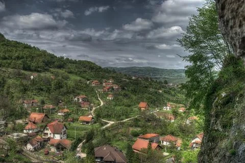 View of town of Potpece Stock Photos