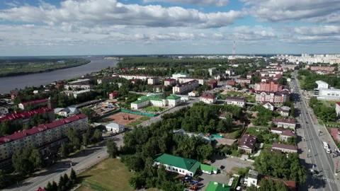 View of the town from a quadcopter Stock Footage 217848315