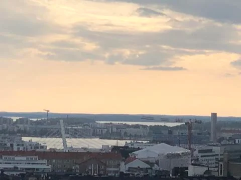 View to the town underneath from a skyscraper Stock Photos