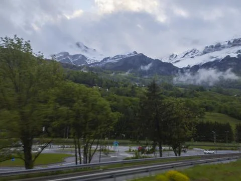 View of the track between the mountains 写真素材