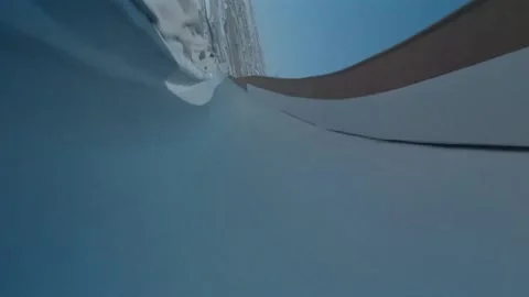 View of track from bobsled, Calgary, Alberta, Canada. Stock Footage