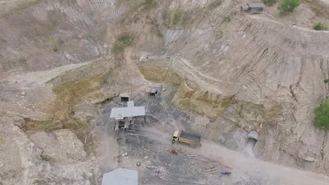 View of a traditional coal mine using an aerial drone in Sawahlunto Indonesia Stock Footage 245497545