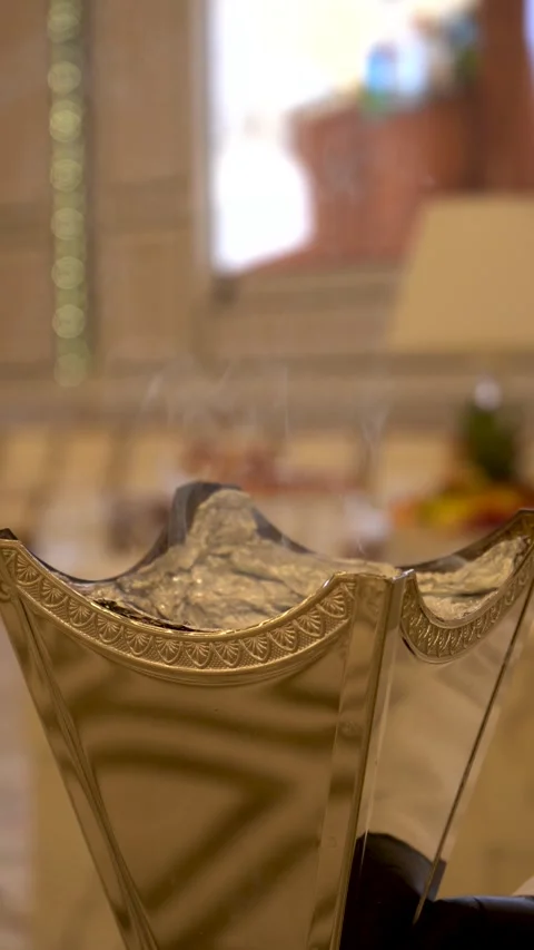 View of a traditional silver incense burner in Doha, Qatar. Video stock 340638482