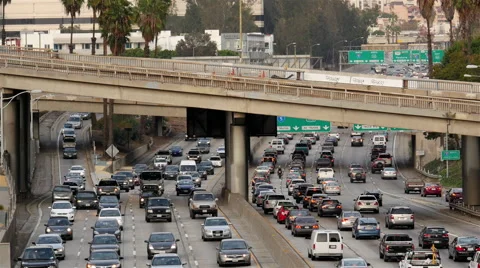 View of Traffic on Busy Freeway in Downt... | Stock Video | Pond5