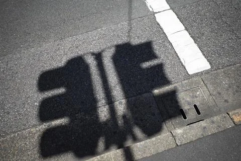 View traffic lights with daylight shadows Stock Photos