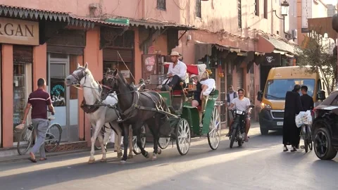 View of the traffic in Marrakech, Morocco Video stock 132343948