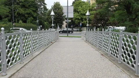 View of traffic from the pedestrian bridge in cloudy weather. Stock Footage 136661328