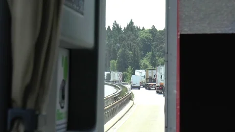 View of Traffic Queue from Narrow Window Inside a Vehicle Stock Footage 78161681