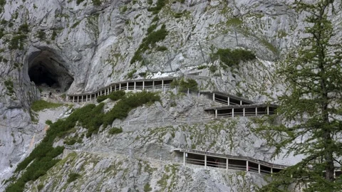 View of the trail to the Werfen Ice Cave Stock Footage 211786552