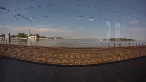View from the train arriving in Venice. Stock Footage 123940526