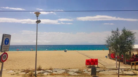 A view from train on Costa Brava Spain Catalonya seashore Stock Footage 65430718