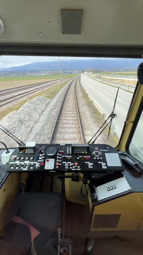 View from train driver cabin Stock Footage 305507197