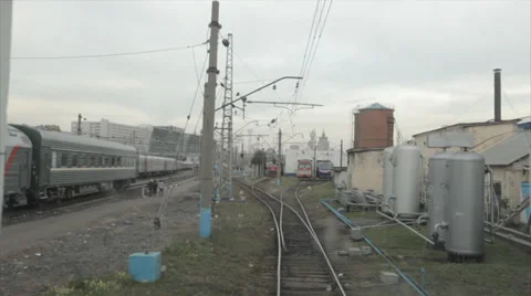 View from the train driver's cab hd Stock Footage 39804843