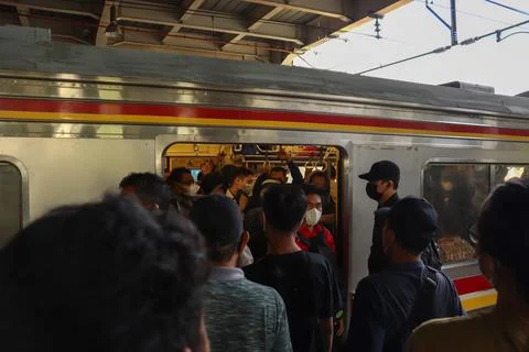 A View of Train Full with Passengers Stock Photos