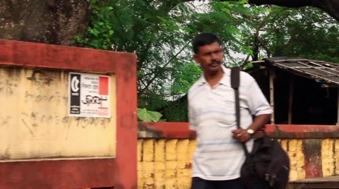 View from train as it starts and moves away from the platform India slow m Stock Footage 57683374