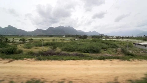 View from a train in Kerala. India. Stock Footage 93623855
