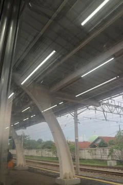 View from Train at Modern Station Stock Photos