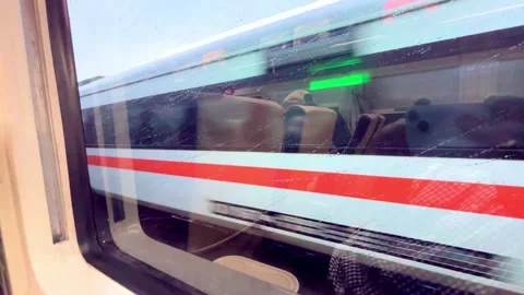 View of the train passing on the opposite railway line. 스톡 동영상 319416896