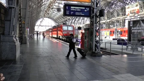 View of Train Platform Inside Frankfurt Central Station Stock Footage 78232086