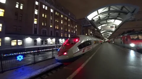 View of the train on the platform of the Moskovsky train station Stock Footage 84772280