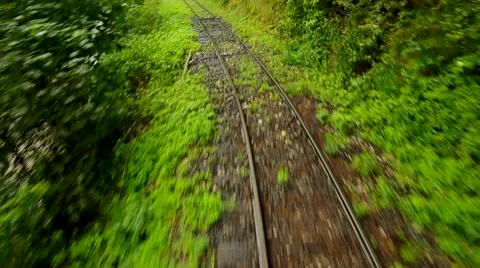 View from the train from the rear of the wagon Stock Footage 41086379