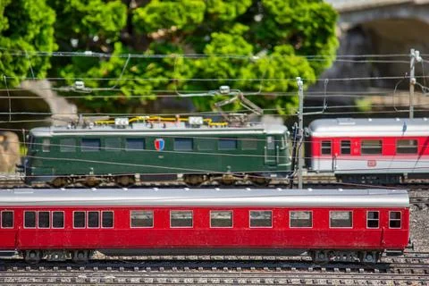 View of the train station and train with wagon Stock Photos