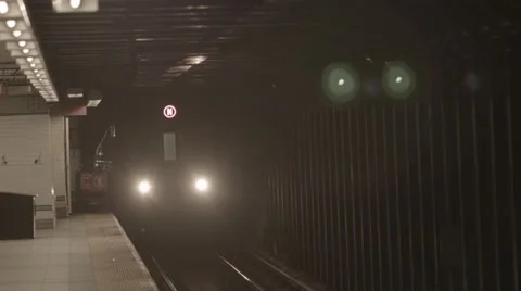 View of a train stop in the station Stock Footage 40366802
